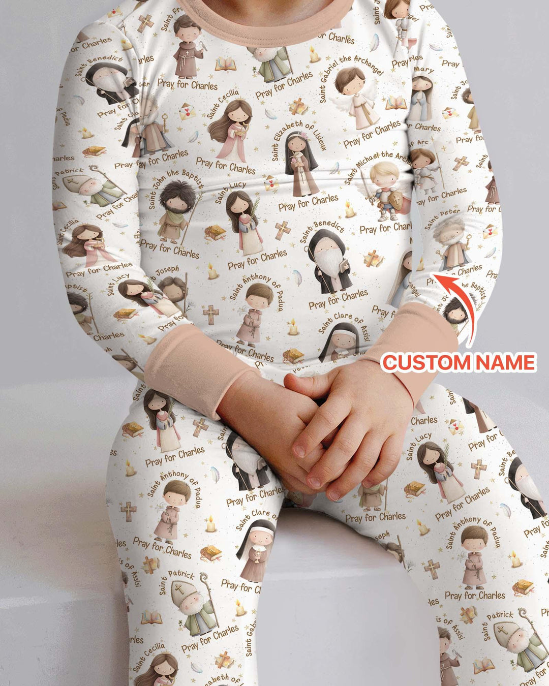 Pray For Me Custom Name Bamboo Two Piece Long Sleeve Pajama Set