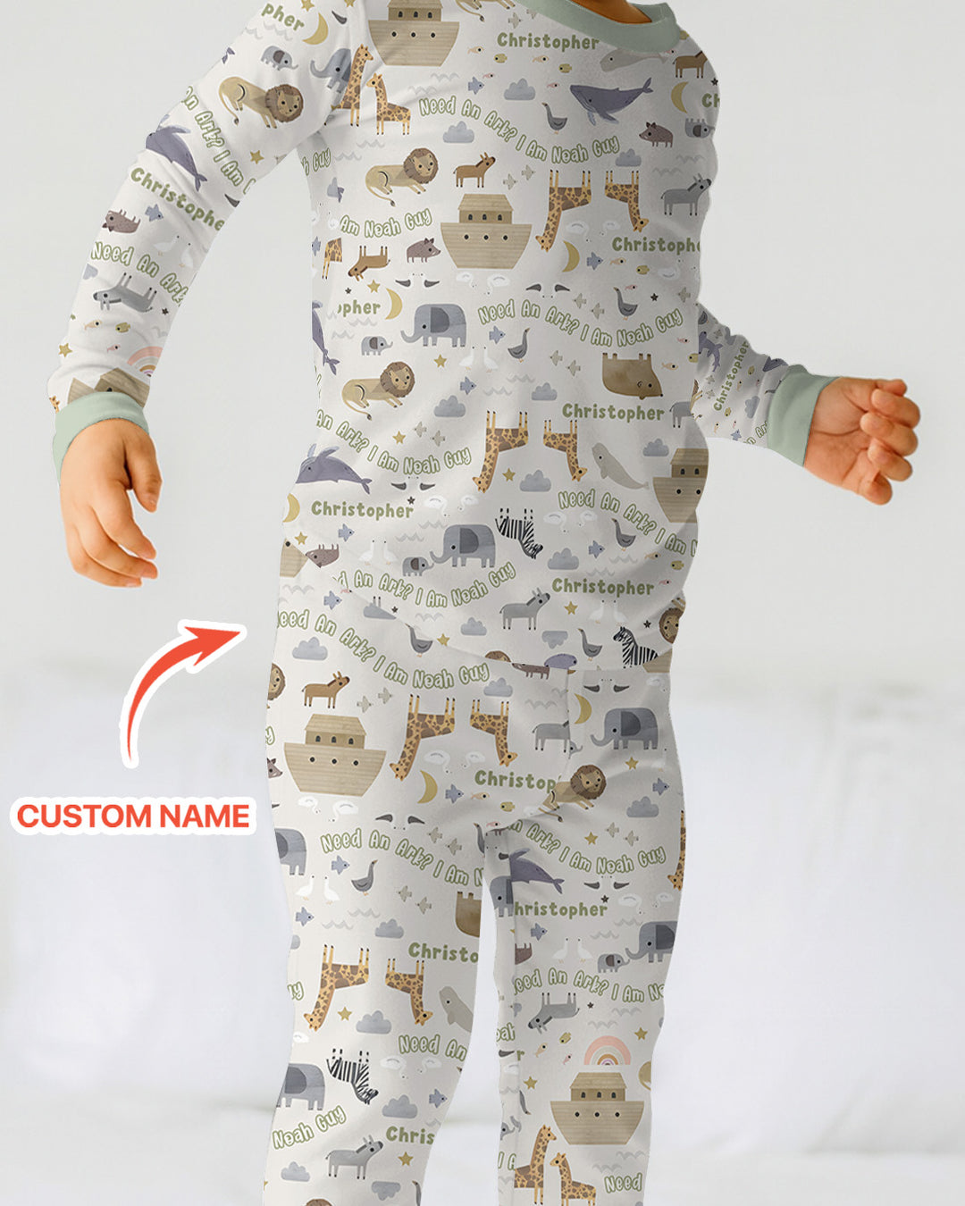 Need An Ark? I Noah Guy Custom Name Two Piece Long Sleeve Pajama Set