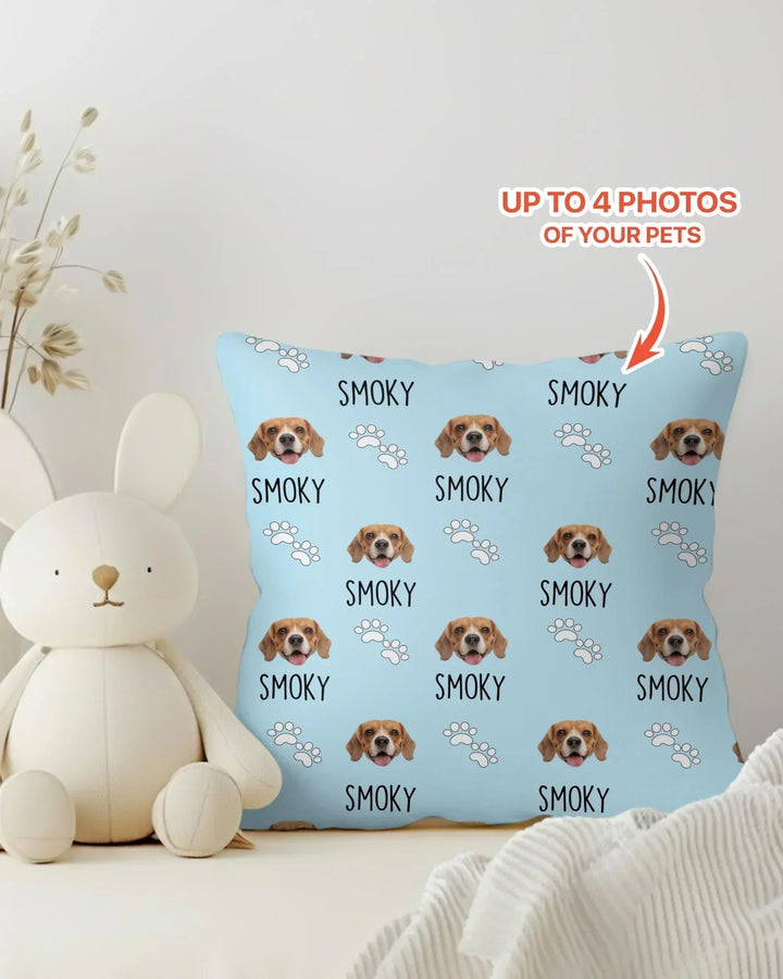 Custom Name and Pet Photos Pillow Case