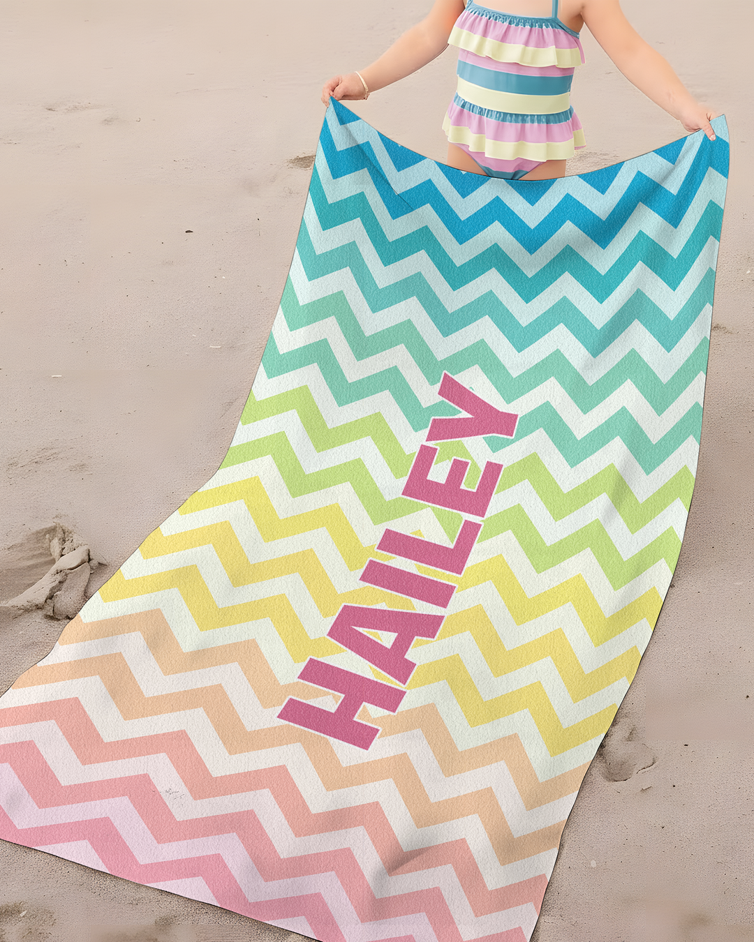 Custom Name Pretty Pattern Bamboo Beach Towel