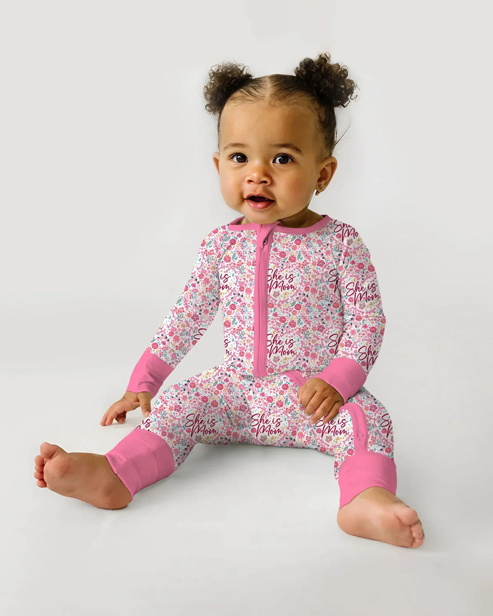 She Is Mom Floral Bamboo Cremallera Convertible