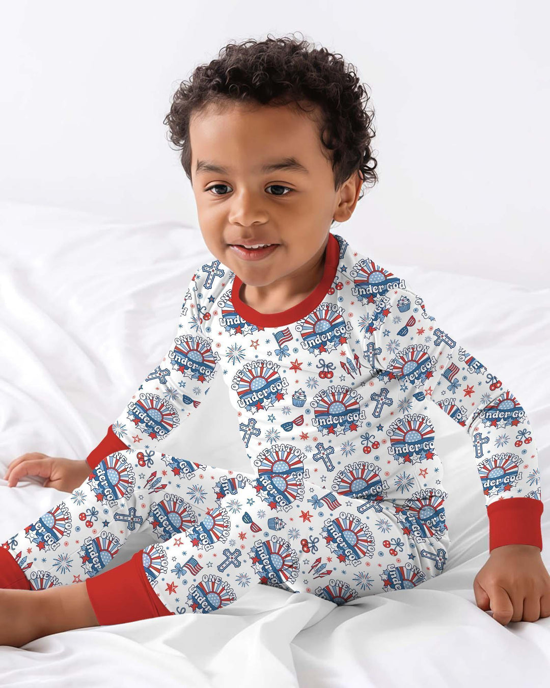 One Nation Under God Family Matching Bamboo Two Piece Long Sleeve Pajama Set
