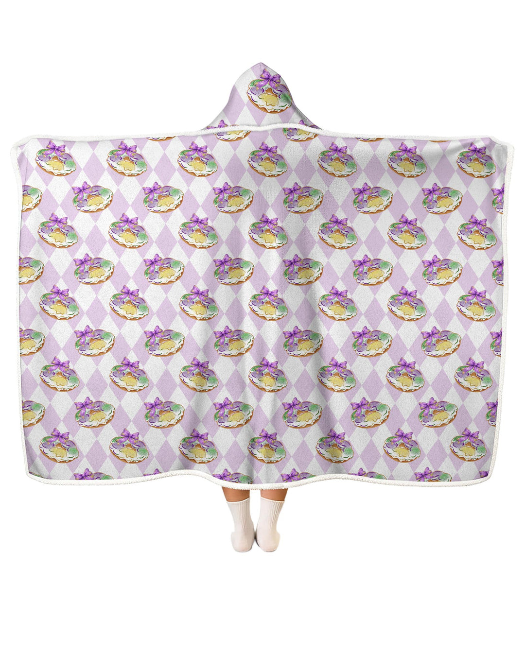 Mardi Gras Donut Wearable Hooded Blanket