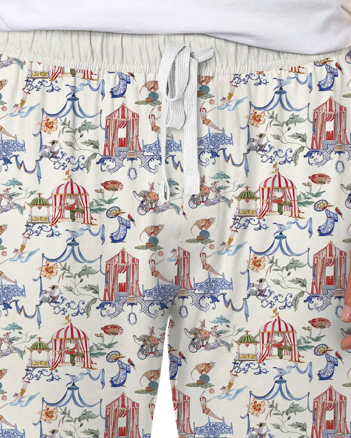 Vintage Lousiana Circus Toile Family Matching Bamboo Men's Pajama Set