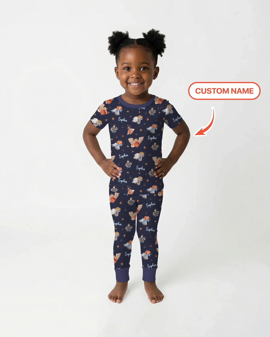 Guardian Angels Custom Name Bamboo Two Piece Short Sleeve Pajama Set