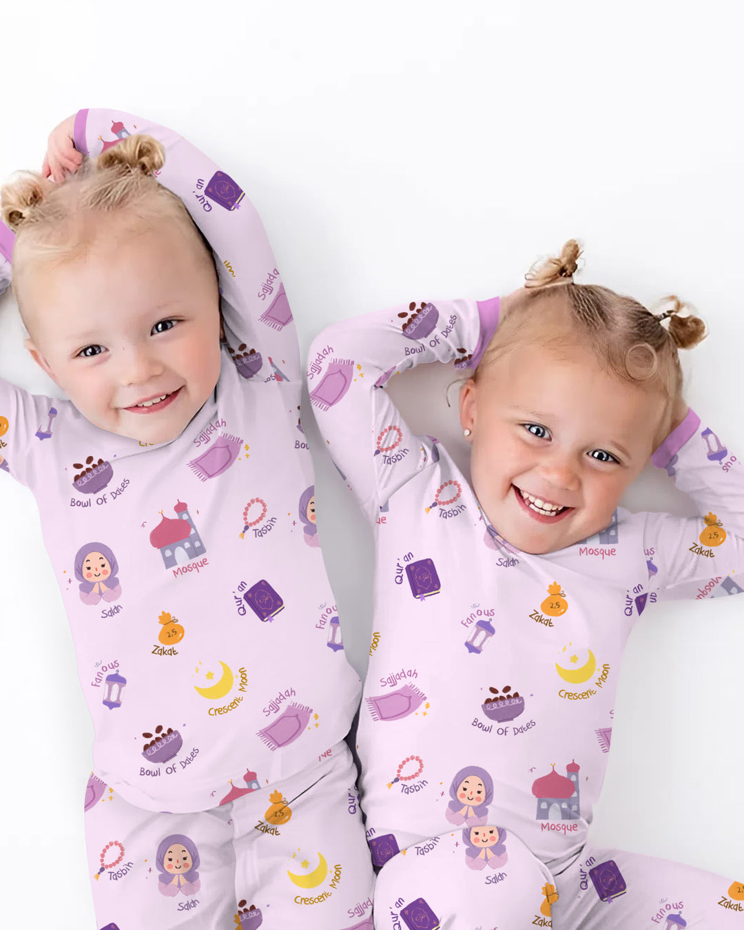 Cute Ramadhan Mubarak Two Piece Short Sleeve Shorts Pajama Set