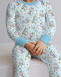 Pijama de dos piezas de bambú de manga larga con diseño de ganso tonto de Pascua