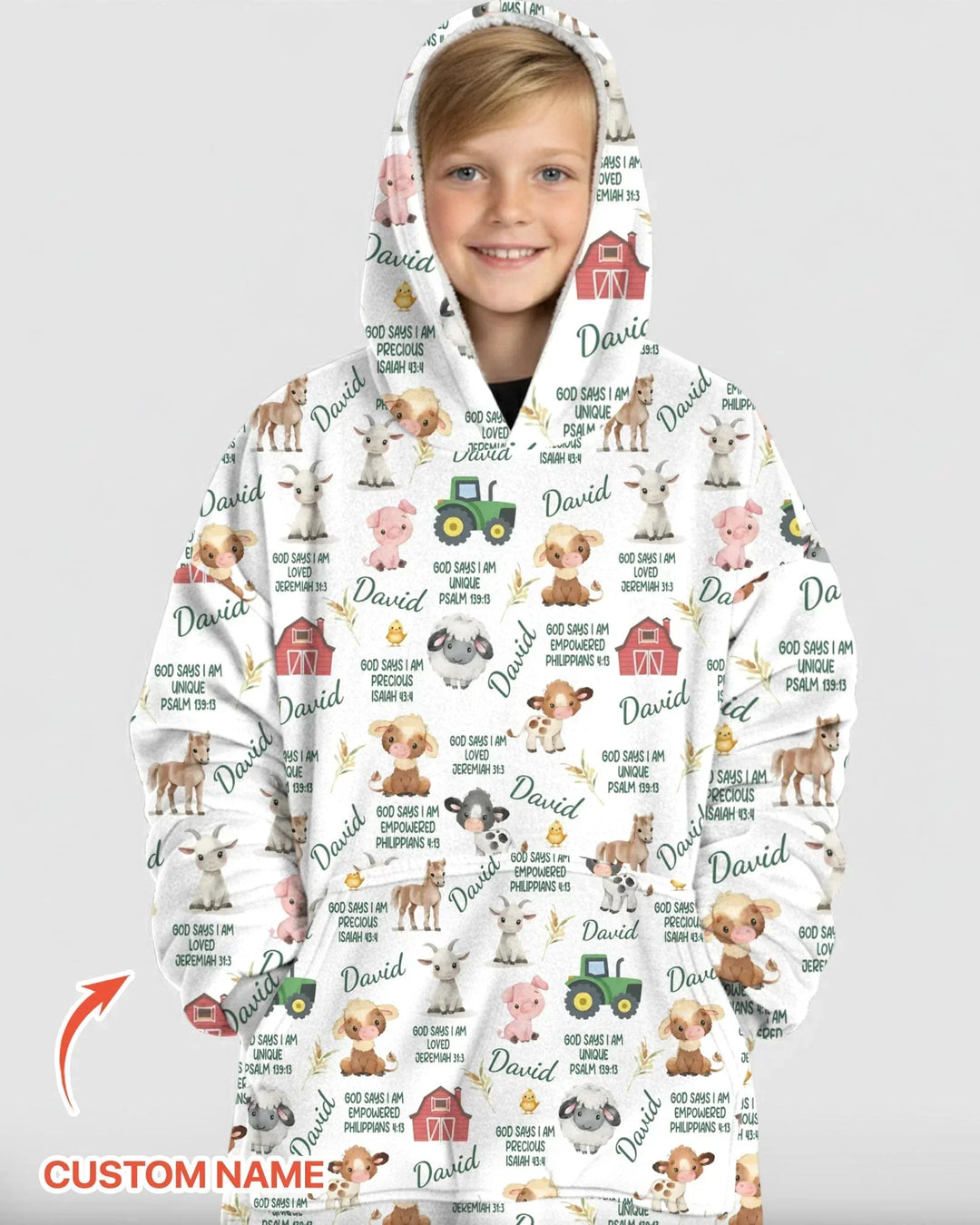 Custom Name God Says I Am Farm Animals Blanket Hoodie