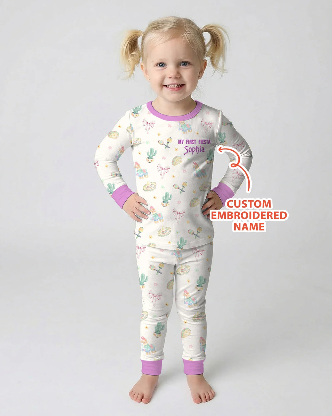 Embroidered My First Cinco De Mayo  Bamboo Two Piece Long Sleeve Pajama Set