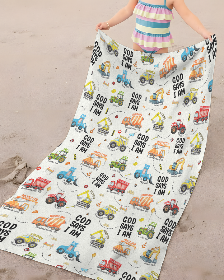 God Says I Am Boy Bamboo Beach Towel