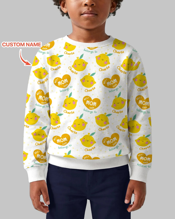 Custom Name Best Mom Ever Belongs to Bamboo Crewneck Sweatshirt