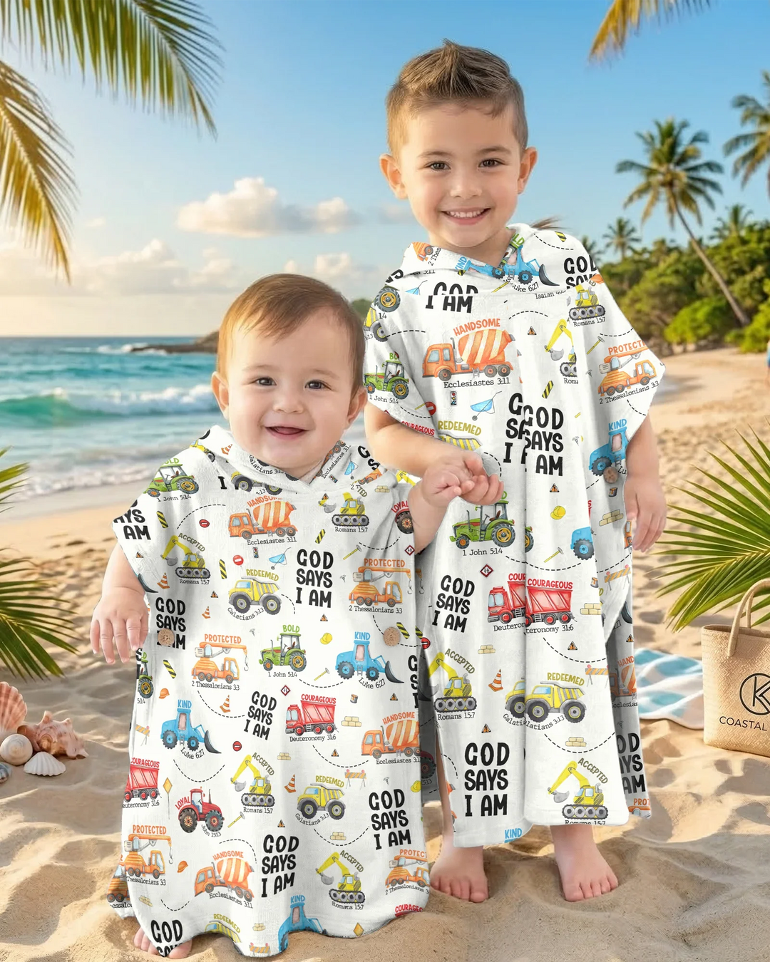 God Says I Am Boy Bamboo Swim Poncho