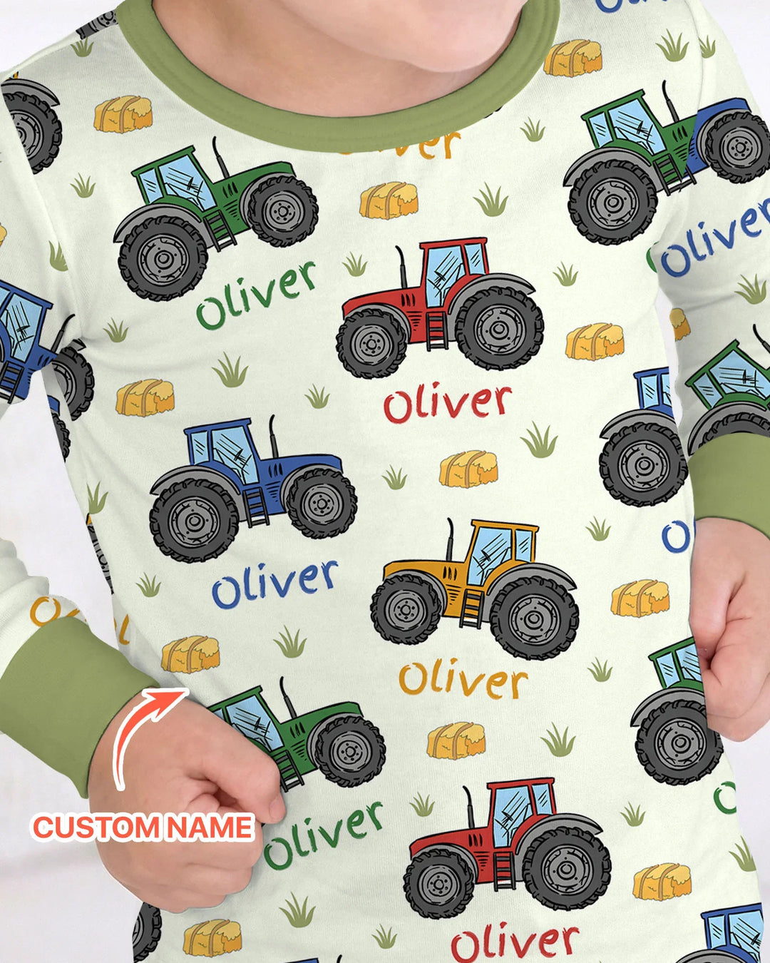 Conjunto de pijama de manga larga de dos piezas de bambú personalizado con el nombre "Un poco de tierra nunca hizo daño"