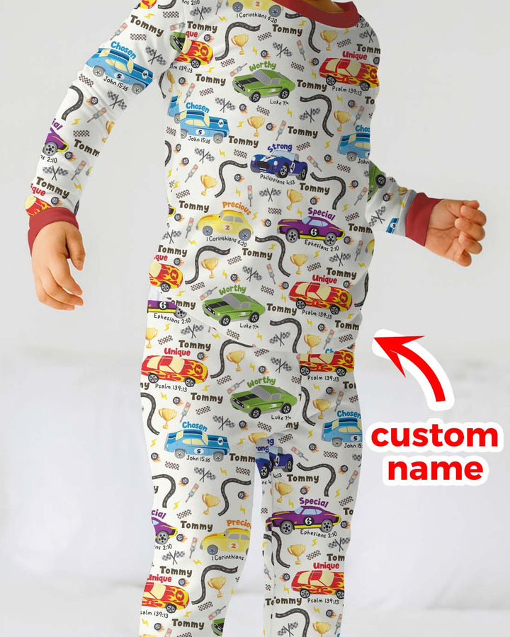 Racing Fun God Says I Am Custom Name Two Piece Short Sleeve Shorts Pajama Set