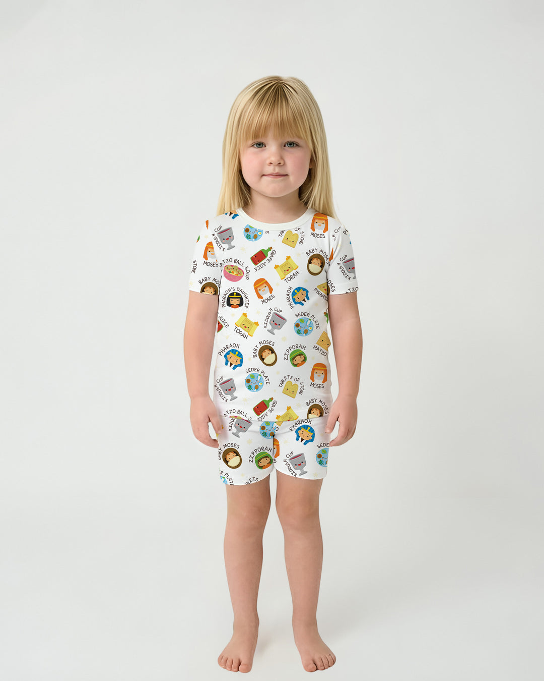 Template Zweiteiliges Pyjama-Set mit kurzen Ärmeln und Shorts