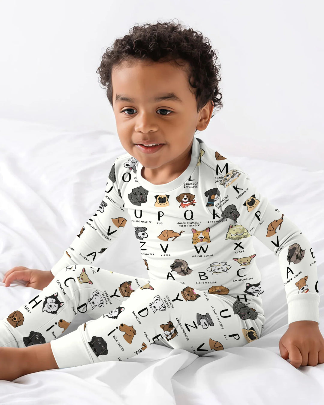 Funny Dogs Alphabet Two Piece Long Sleeve Pajama Set