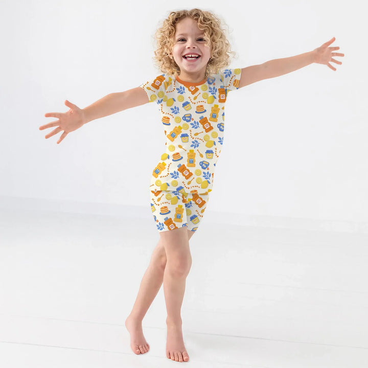 Honey Bear Bottle Two Piece Short Sleeve Shorts Pajama Set