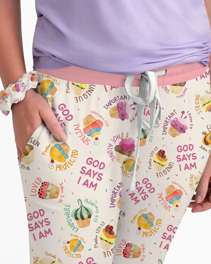 Cute Cupcake God Says I Am Bamboo Women Pajama Set