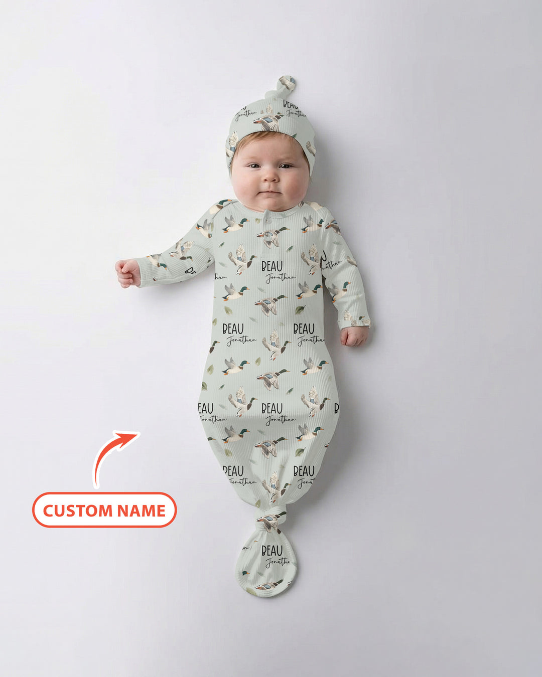 Custom Name Mallard Duck Knot Gown