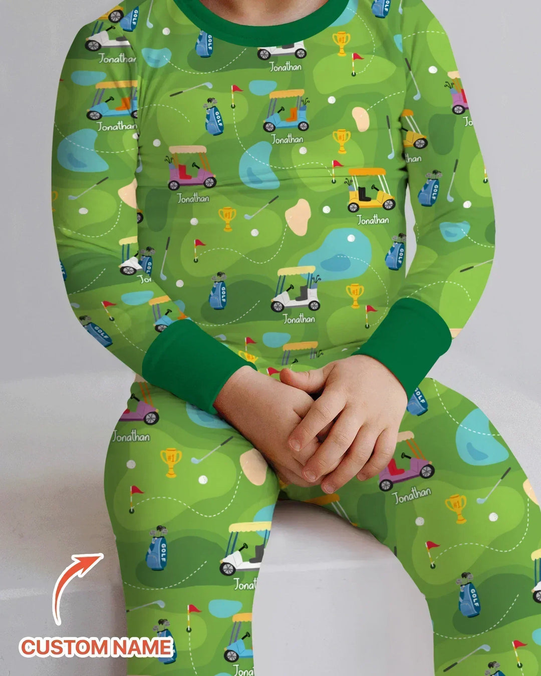 Custom Name Golf Season Family Matching Bamboo Two Piece Long Sleeve Pajama Set