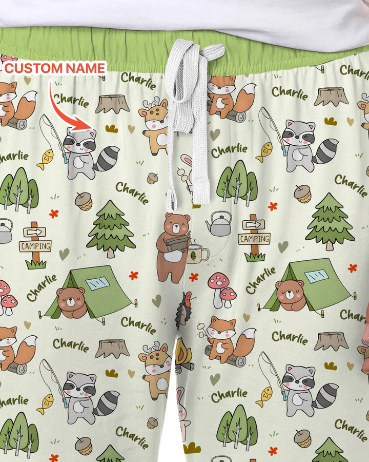 Custom Name Little Camp Buddies Bamboo Men's Pajama Set