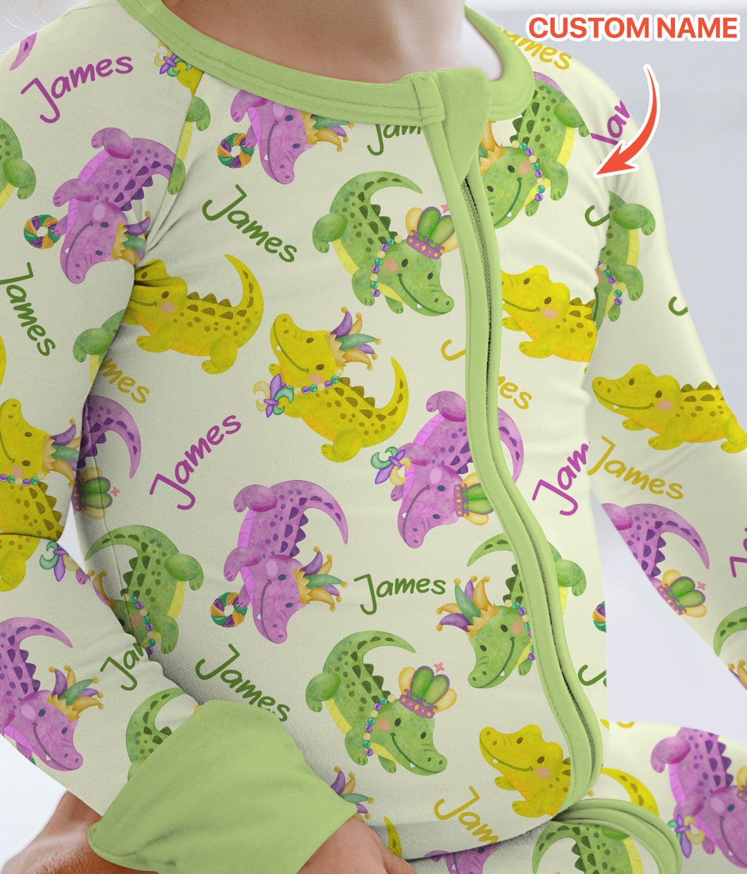 Custom Name Mardi Gras Alligator Convertible Zippy