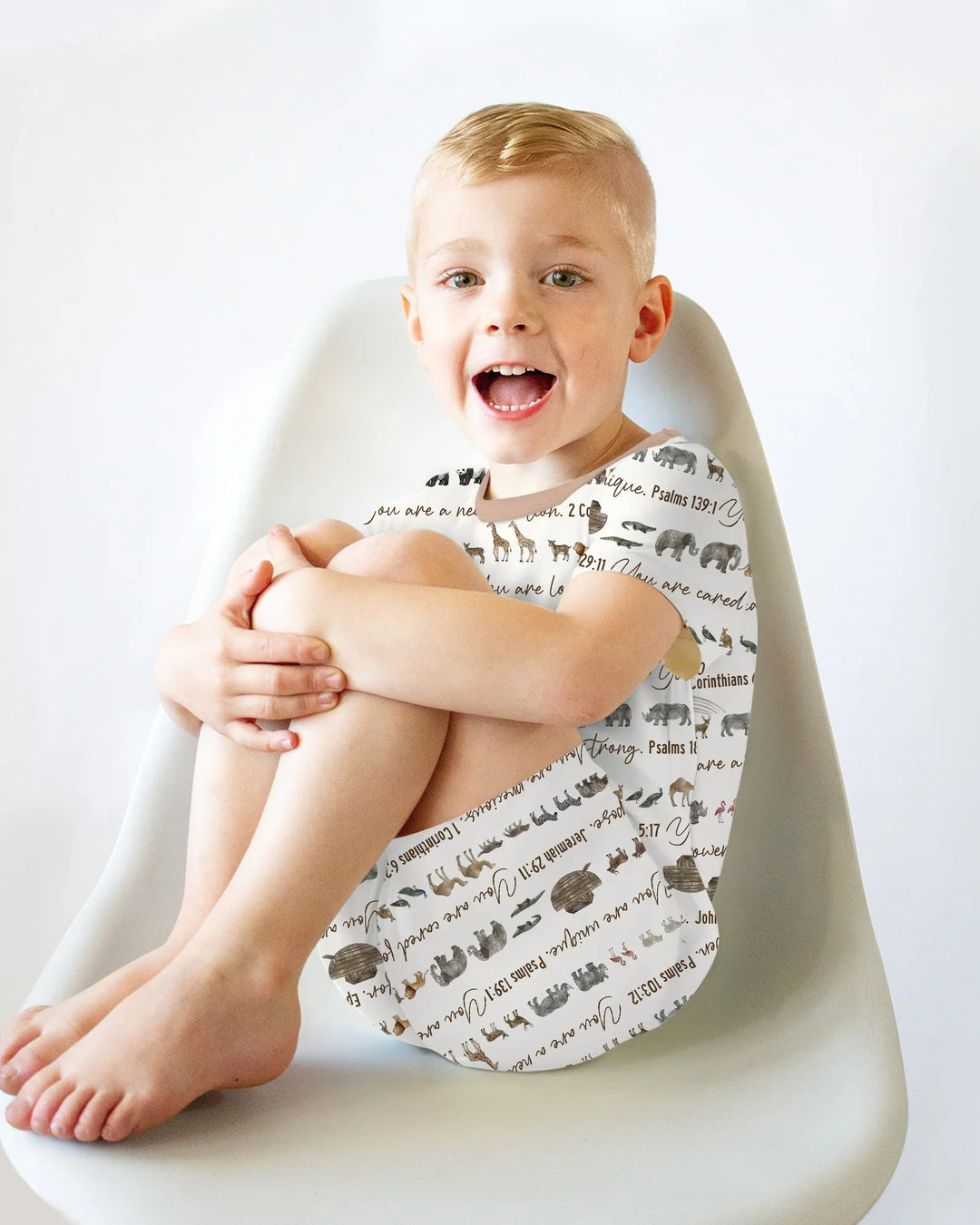 Biblical Noah's Ark Bamboo Two Piece Short Sleeve Shorts Pajama Set