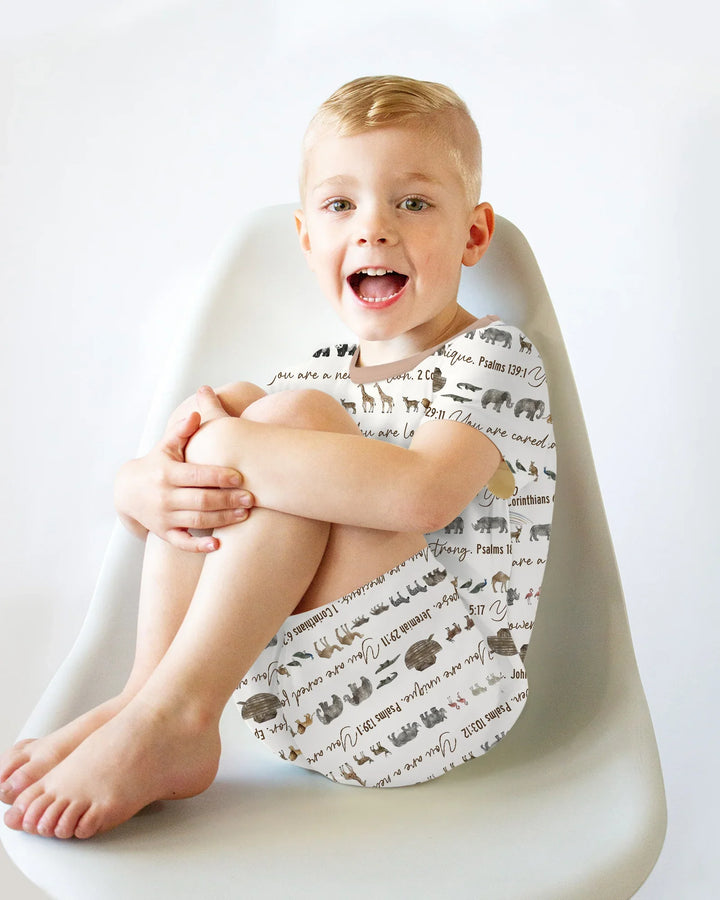 Biblical Noah's Ark Bamboo Two Piece Short Sleeve Shorts Pajama Set