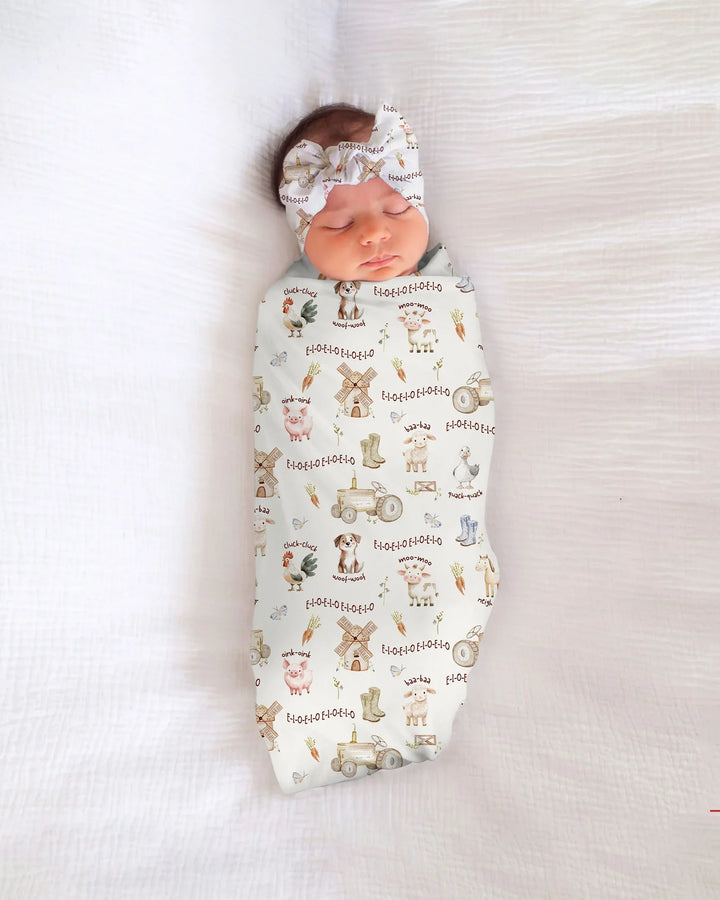 Old McDonald Farm Family Matching swaddle blanket