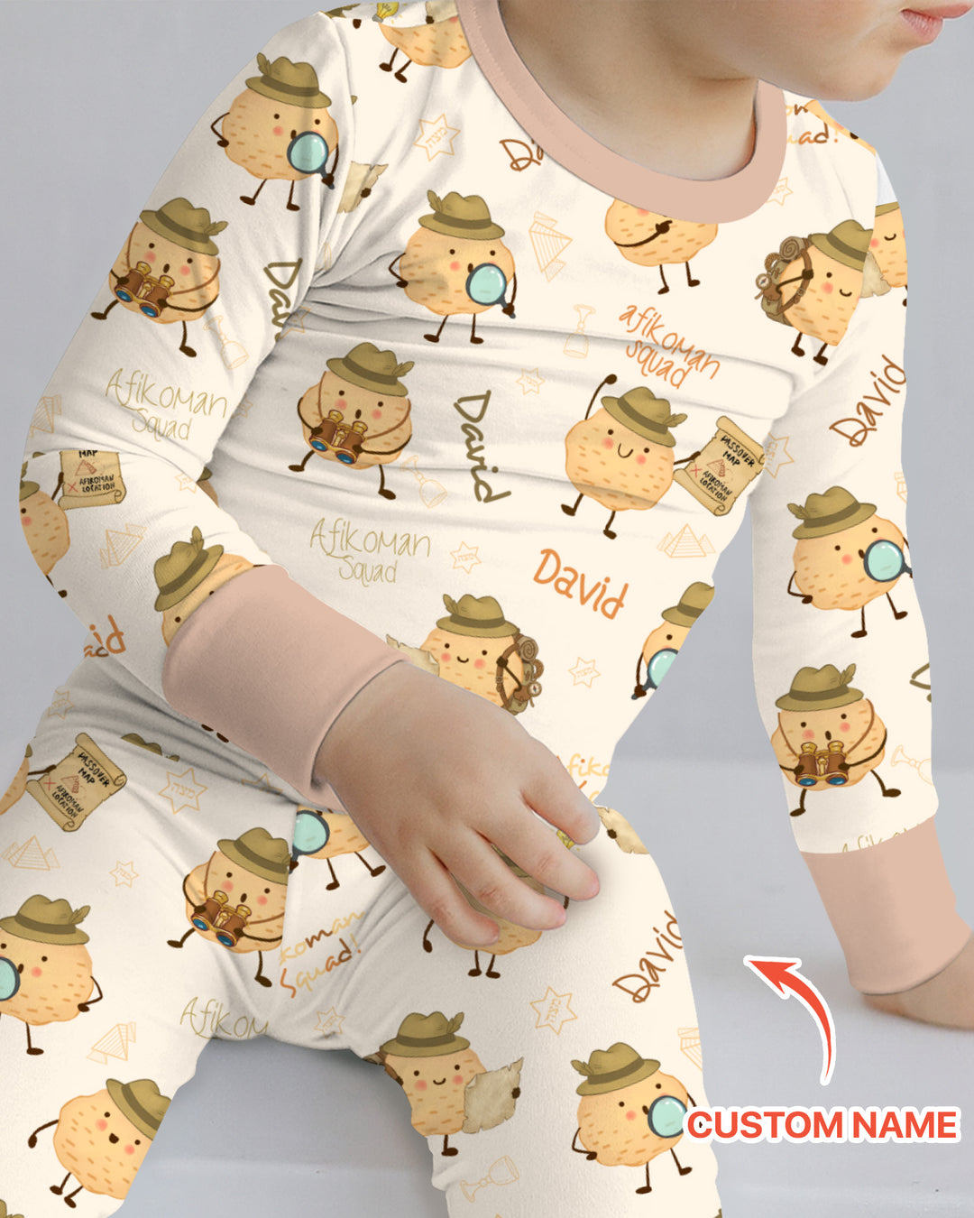 Custom Name Passover Afikoman Two Piece Long Sleeve Pajama Set