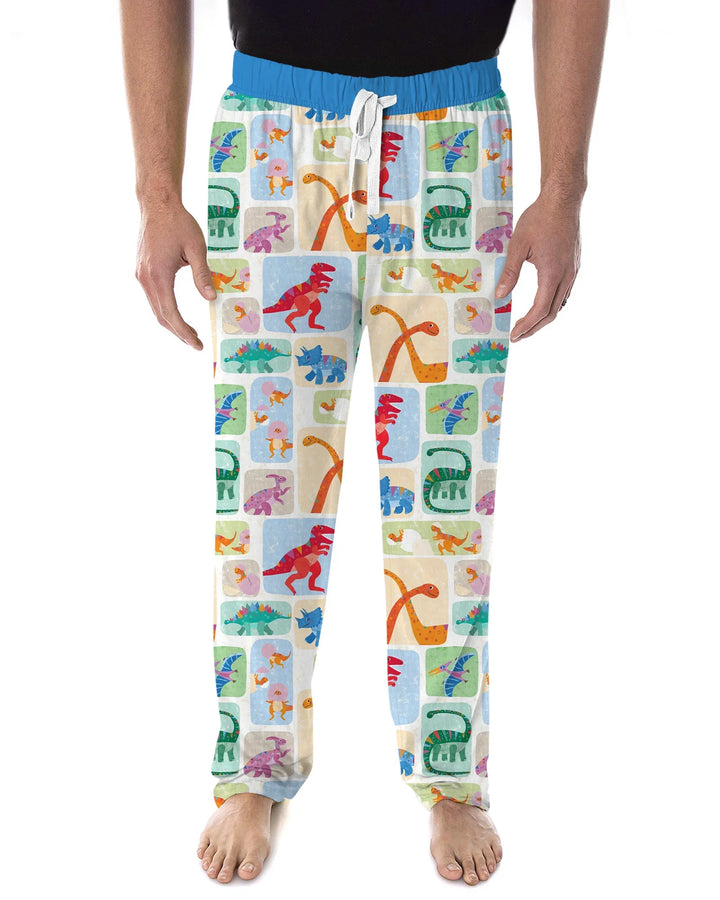 Rainbow Dino Friends Family Matching Bamboo Men's Pajama Set