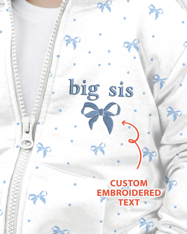Personalisierter, bestickter Name Mommy und Mädchen passender Bambus-Kapuzenpullover mit Reißverschluss