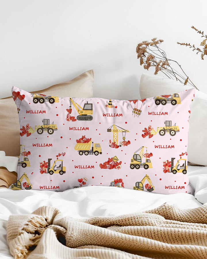 Custom Name Valentine Trucks Family Matching Pillow Case