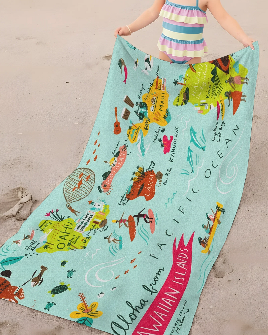 Taste & Travel Story Map Bamboo Beach Towel