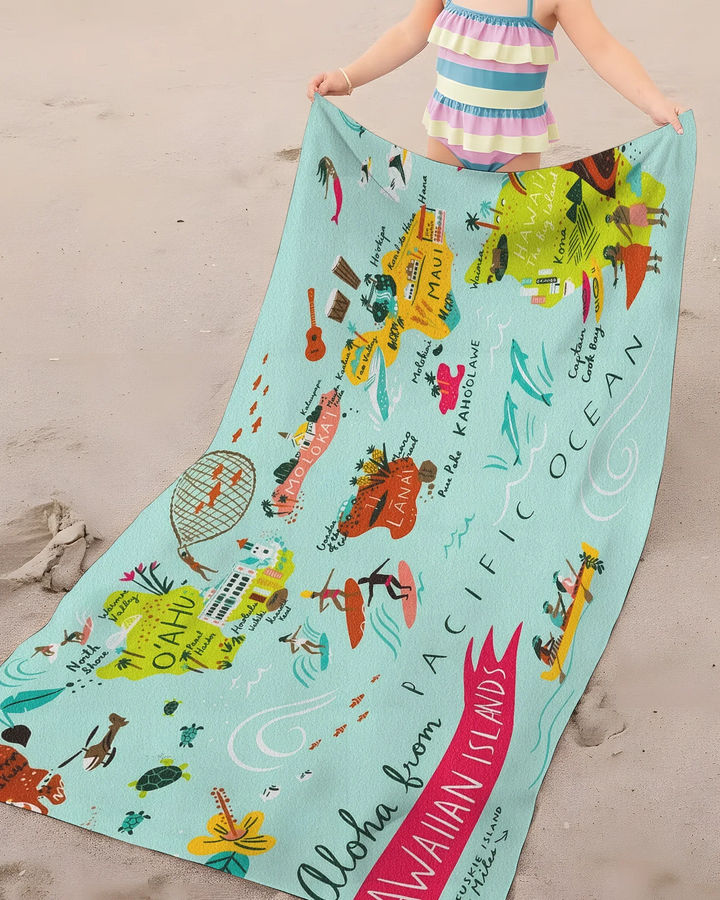 Taste & Travel Story Map Bamboo Beach Towel