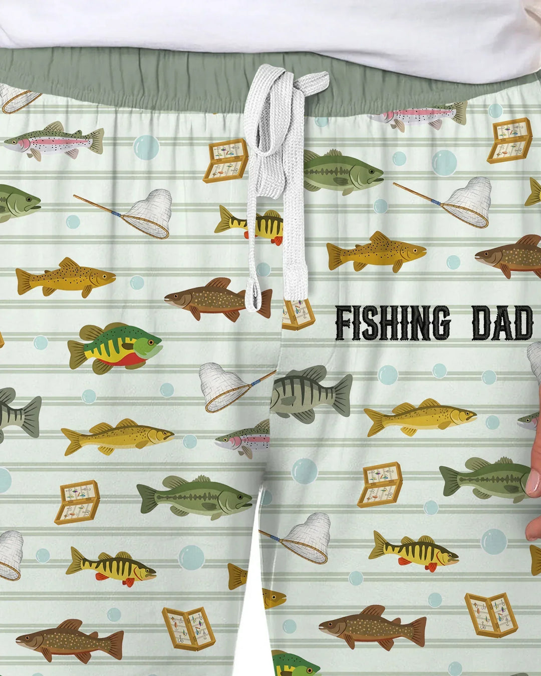 Conjunto de pijama de bambú bordado para hombre "Papá y yo" de pesca a juego