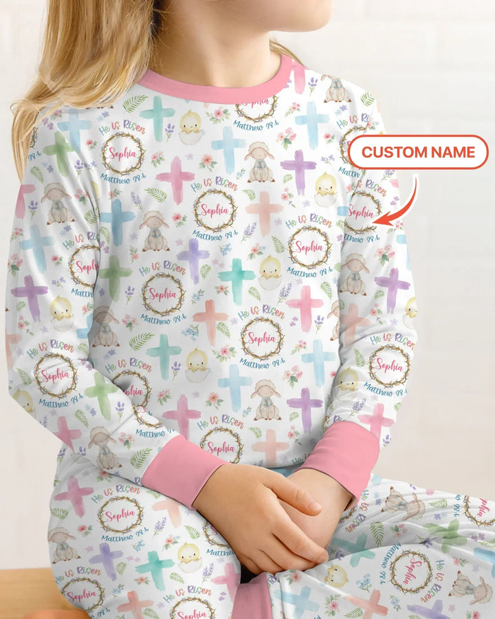 He Is Risen Personalized Template Two Piece Long Sleeve Pajama Set