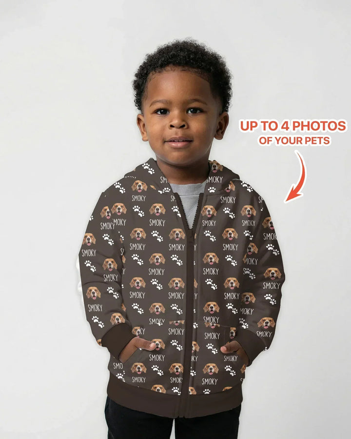 Custom Name and Pet Photos Zip Hoodie