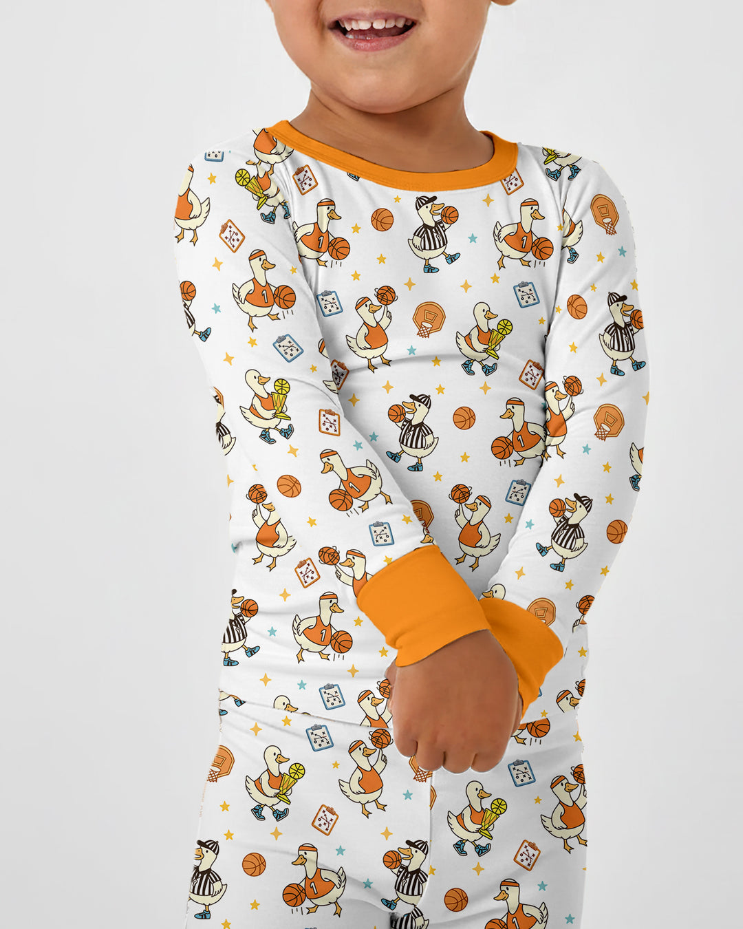 Silly Goose Playing Basketball Bamboo Two Piece Long Sleeve Pajama Set