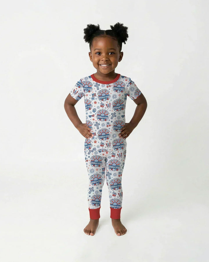 One Nation Under God Family Matching Bamboo Two Piece Short Sleeve Pajama Set