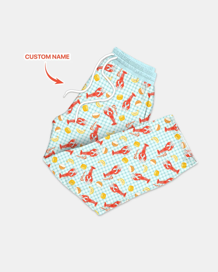 Custom Name Preppy Crawfish Season Bamboo Men's Pajama Set
