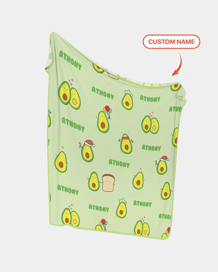 Custom Name Cute Avocado Blanket