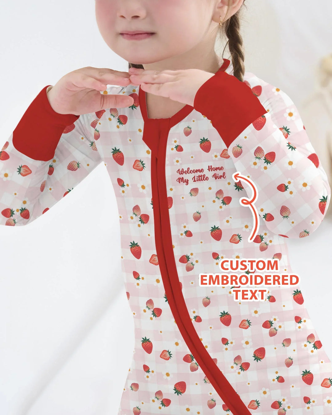 Embroidered Custom Text Strawberry Bamboo Convertible Zippy