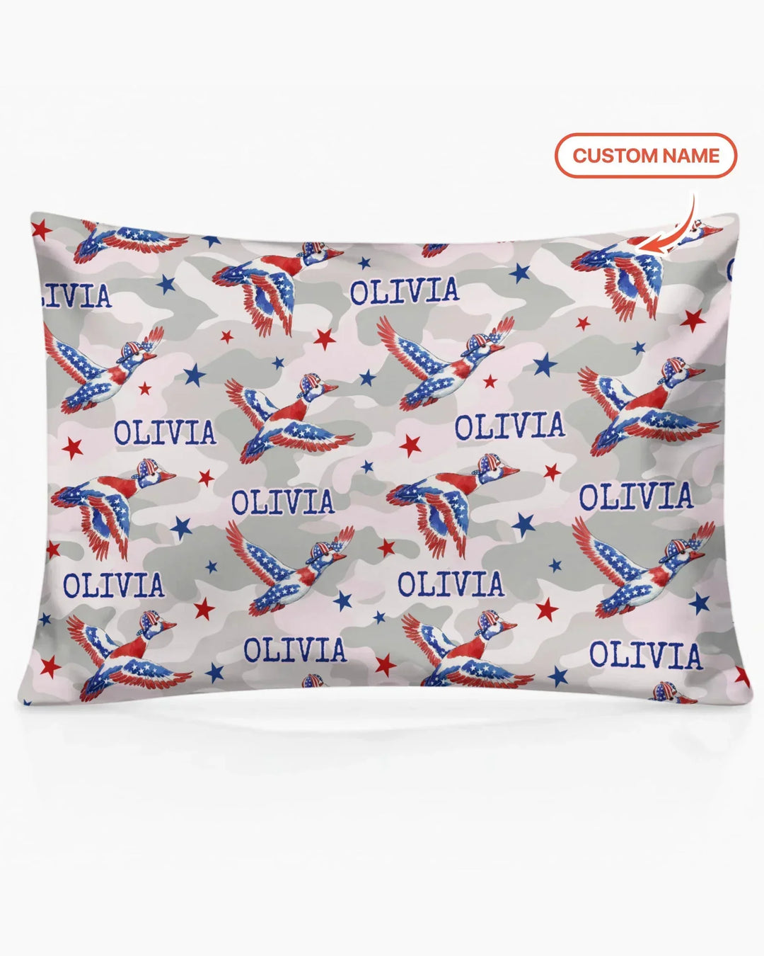 Custom Name America Mallard Duck Family Matching Bamboo Pillow Case