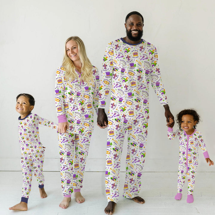 Mardi Gras Family Matching Two Piece Short Sleeve Pajama Set