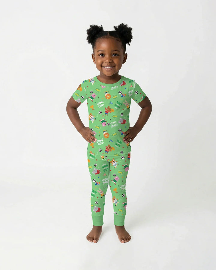The World Cup Soccer Animals Bamboo Two Piece Short Sleeve Pajama Set
