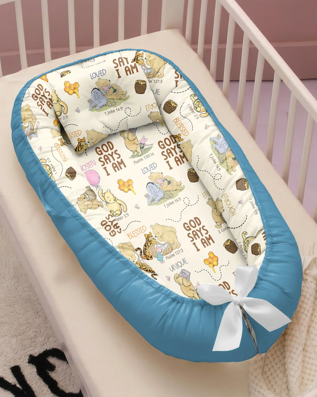God Says I Am – Little Blessings Bamboo Baby Nest Bed