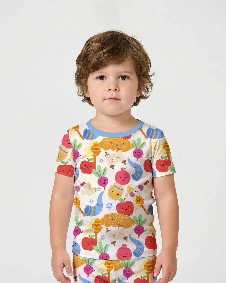 Template Zweiteiliges Pyjama-Set mit kurzen Ärmeln und Shorts