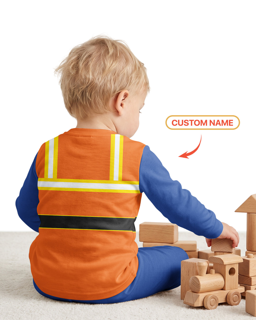 Construction Worker Custom Name Bamboo Two Piece Long Sleeve Pajama Set