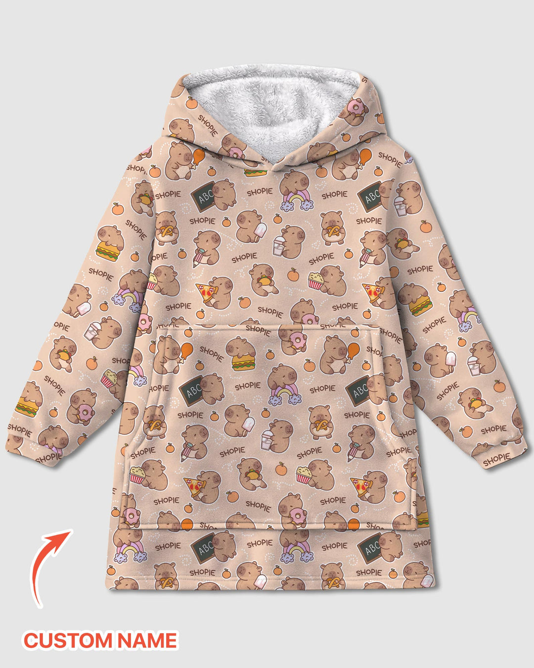 Custom Name Cute Capybara Blanket Hoodie